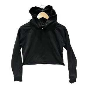 Squat Wolf SHE-WOLF Crop Hoodie‎ Black Womens Medium Grunge Gym No String